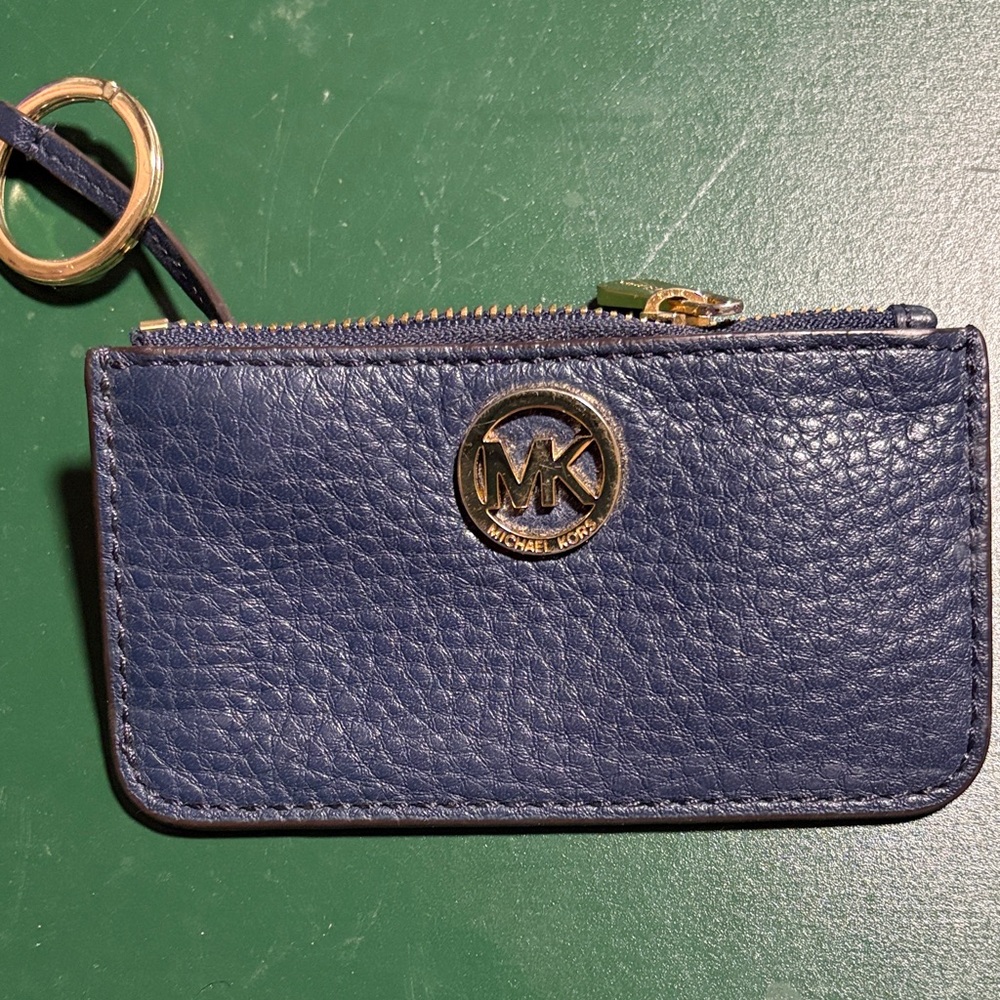 Michael Kors Navy Leather Keychain Wallet